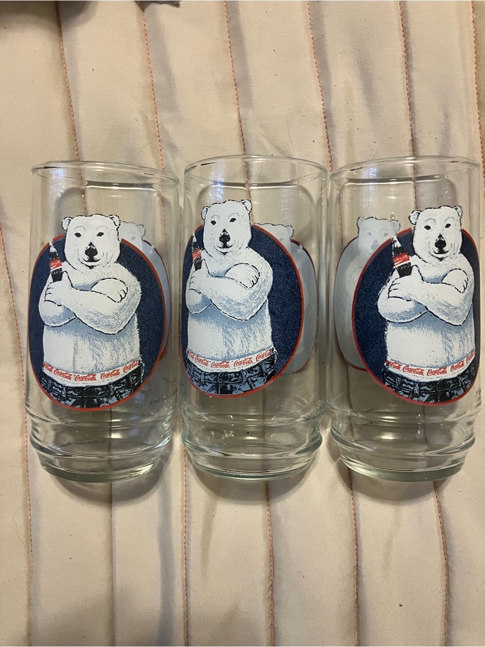 Vintage 90s Coca-Cola Polar Bear Drinking Glasses